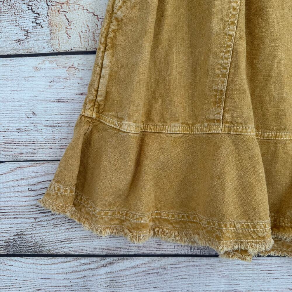 Pilcro Anthropologie Linen Blend Drawstring A-Line Skirt Womens SP Yellow Tan - Picture 4 of 10